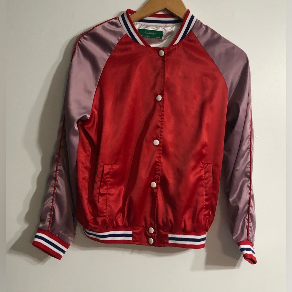 Signature eight Varsity Jacket button down long sleeves super soft red.S